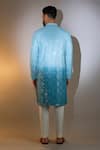 Shop_Kasbah_Blue Silk Sequins, Mirrors Ombre Embroidered Kurta _at_Aza_Fashions
