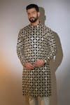 Buy_Kasbah_Black Georgette Mirrors, Zari Embroidered Kurta _at_Aza_Fashions