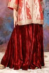 HOUSE OF SUPRIYA_Rose Gold Tissue Embroidery Paisley V Neck Jacket And Sharara Set _Online_at_Aza_Fashions