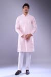 Buy_Arihant Rai Sinha_Pink Linen Embroidery Floral Aari Kurta Set _at_Aza_Fashions