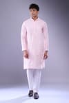 Buy_Arihant Rai Sinha_Pink Linen Embroidery Floral Aari Kurta Set _Online_at_Aza_Fashions