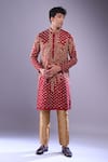 Buy_Arihant Rai Sinha_Maroon Polyester, Silk Mirrors, Applique Floral Embroidered Kurta Set 