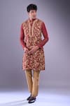 Buy_Arihant Rai Sinha_Maroon Polyester, Silk Embroidery Floral Garden Kurta Set _Online_at_Aza_Fashions