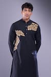 Arihant Rai Sinha_Black Cotton, Silk Embroidery Abstract Kurta And Pant Set _at_Aza_Fashions
