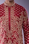 Arihant Rai Sinha_Maroon Polyester, Silk Mirrors, Floral Embroidered Kurta Set With Patiala Pant _at_Aza_Fashions