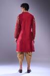 Shop_Arihant Rai Sinha_Maroon Polyester, Silk Mirrors, Floral Embroidered Kurta Set With Patiala Pant _at_Aza_Fashions