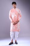 Shop_Arihant Rai Sinha_Pink Polyester, Silk Embroidery Flower Vine Kurta And Patiala Pant _Online_at_Aza_Fashions