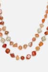 Buy_Dugran By Dugristyle_Multi Color Natural Stone Gold Plated Layered Necklace With _Online_at_Aza_Fashions