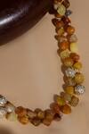 Shop_Dugran By Dugristyle_Gold Plated Pearls, Stones Layered Necklace With _at_Aza_Fashions