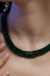 Shop_Dugran By Dugristyle_Gold Plated Green Stone Layered Necklace _Online_at_Aza_Fashions