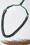 Shop_Dugran By Dugristyle_Gold Plated Green Stone Layered Necklace _at_Aza_Fashions