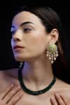 Buy_Dugran By Dugristyle_Gold Plated Green Stone Layered Necklace _at_Aza_Fashions