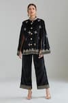 Buy Samyukta Singhania Black Velvet Embroidery Floral Jacket Cape Set Online at Aza Fashions Buy_Samyukta Singhania_Black Velvet Embroidery Floral Jacket Cape Set _Online_at_Aza_Fashions