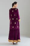 Shop Samyukta Singhania Purple Velvet, Linen, Net Gota Patti, Zari Split Leaf Embroidered Kurta Set at Aza Fashions Shop_Samyukta Singhania_Purple Velvet, Linen, Net Gota Patti, Zari Split Leaf Embroidered Kurta Set _at_Aza_Fashions