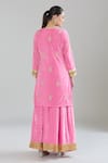 Shop_Naintara Bajaj_Pink Velvet, Linen, Chiffon Zari, Gota Patti, Leaf Embroidered Kurta Set _at_Aza_Fashions