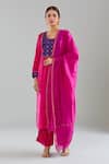 Buy_Naintara Bajaj_Pink Velvet Gota Patti, Embroidery Round Neck Floral Kurta Set _at_Aza_Fashions