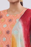 Buy Samyukta Singhania Peach Georgette Mirrors, Embroidery Round Neck Mughal Kurta Set Online at Aza Fashions Buy_Samyukta Singhania_Peach Georgette Mirrors, Embroidery Round Neck Mughal Kurta Set _Online_at_Aza_Fashions