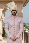 Arihant Rai Sinha White Chanderi, Silk, Faux Leather Cut Mughal Floral Embroidered Sherwani Set Online at Aza Fashions Arihant Rai Sinha_White Chanderi, Silk, Faux Leather Cut Mughal Floral Embroidered Sherwani Set _Online_at_Aza_Fashions