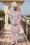 Buy Arihant Rai Sinha White Chanderi, Silk, Faux Leather Cut Mughal Floral Embroidered Sherwani Set at Aza Fashions Buy_Arihant Rai Sinha_White Chanderi, Silk, Faux Leather Cut Mughal Floral Embroidered Sherwani Set _at_Aza_Fashions
