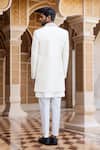 Shop_Arihant Rai Sinha_Cream Silk, Faux Leather Cut Work, Sequins, Beads Dori Embroidered Sherwani Set _at_Aza_Fashions