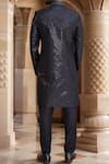 Shop_Arihant Rai Sinha_Black Silk Cut Work, Sequins, Beads Thread Embroidered Sherwani Set _at_Aza_Fashions