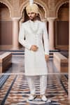 Buy_Arihant Rai Sinha_Cream Chanderi, Silk Sequins Embroidered Bloom Jaal Sherwani Set _at_Aza_Fashions