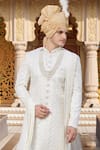 Arihant Rai Sinha_Cream Chanderi, Silk Embroidery, Sequins Bloom Jaal Sherwani And Churidar _Online_at_Aza_Fashions