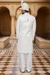 Shop Arihant Rai Sinha Cream Chiffon, Silk Sequins, Embroidery Mughal Bloom Sherwani Set at Aza Fashions Shop_Arihant Rai Sinha_Cream Chiffon, Silk Sequins, Embroidery Mughal Bloom Sherwani Set _at_Aza_Fashions