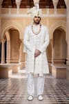 Buy Arihant Rai Sinha Cream Chiffon, Silk Sequins, Embroidery Mughal Bloom Sherwani Set at Aza Fashions Buy_Arihant Rai Sinha_Cream Chiffon, Silk Sequins, Embroidery Mughal Bloom Sherwani Set _at_Aza_Fashions