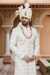 Arihant Rai Sinha Cream Chanderi, Silk Sequins, Embroidery Sherwani With Churidar Online at Aza Fashions Arihant Rai Sinha_Cream Chanderi, Silk Sequins, Embroidery Sherwani With Churidar _Online_at_Aza_Fashions