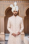 Buy_Arihant Rai Sinha_White Chiffon, Silk, Satin Stones Bud Bloom Embroidered Sherwani Set _Online_at_Aza_Fashions
