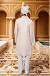 Shop_Arihant Rai Sinha_White Chiffon, Silk, Satin Stones Bud Bloom Embroidered Sherwani Set _at_Aza_Fashions