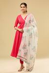 Buy_Naintara Bajaj_Pink Cotton Embroidery V-neck Angrakha Anarkali Set With Dupatta _at_Aza_Fashions