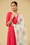 Naintara Bajaj_Pink Cotton Embroidery V-neck Angrakha Anarkali Set With Dupatta _at_Aza_Fashions