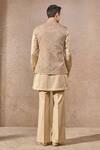 Shop_Tarun Tahiliani_Gold Silk Dupion Hand Embroidery Geometric Nehru Jacket _at_Aza_Fashions
