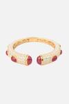 Shop_Vivinia By Vidhi Mehra_Red Zari Zircon And Synthetic Ruby Enamelled Kada Bangle _at_Aza_Fashions