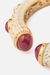 Vivinia By Vidhi Mehra_Red Zari Zircon And Synthetic Ruby Enamelled Kada Bangle _Online_at_Aza_Fashions