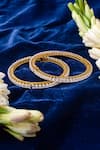 Buy_Vivinia By Vidhi Mehra_Gold Plated Crystals And White Cubic Zirconia Bangles Set _at_Aza_Fashions