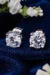 Buy_Vivinia By Vidhi Mehra_Silver Plated Crystals Cubic Zirconia Stud Earrings _at_Aza_Fashions