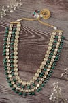 Buy_Vivinia By Vidhi Mehra_Gold Plated Beads, Zari Kundan And Polki Layered Necklace _at_Aza_Fashions