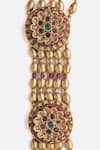 Vivinia By Vidhi Mehra_Gold Plated Patchwork Temple Carved Layered Necklace Set _at_Aza_Fashions