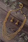 Buy_Vivinia By Vidhi Mehra_Gold Plated Patchwork Temple Carved Layered Necklace Set _at_Aza_Fashions