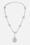 Shop_Vivinia By Vidhi Mehra_Silver Plated Crystal Pendant Necklace _at_Aza_Fashions