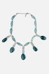Shop_Vivinia By Vidhi Mehra_Green Aqua Bead And Pearl Embellished Necklace _at_Aza_Fashions