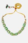 Shop_Vivinia By Vidhi Mehra_Green Kundan Embellished Choker _at_Aza_Fashions