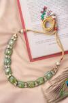 Buy_Vivinia By Vidhi Mehra_Green Kundan Embellished Choker _at_Aza_Fashions