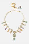 Shop_Vivinia By Vidhi Mehra_Multi Color Bead Gemstone Pendant Necklace _at_Aza_Fashions