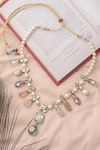 Buy_Vivinia By Vidhi Mehra_Multi Color Bead Gemstone Pendant Necklace _at_Aza_Fashions
