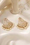 Shop_Kicky & Perky_Gold Plated Kundan Pearl Chandelier Earrings _at_Aza_Fashions