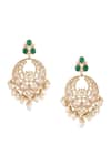 Kicky & Perky_Gold Plated Pearl And Stone Chandbalis _at_Aza_Fashions